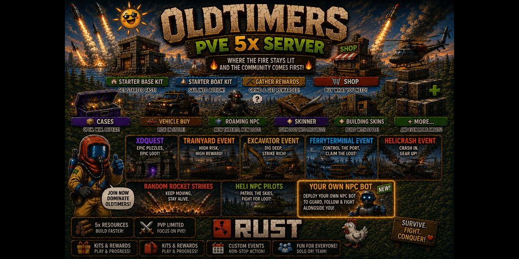 Баннер сервера TheOldTimer`s PVE 5x Rust Server