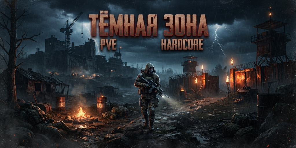 Баннер сервера ТЁМНАЯ ЗОНА|HARDCORE|PVE|